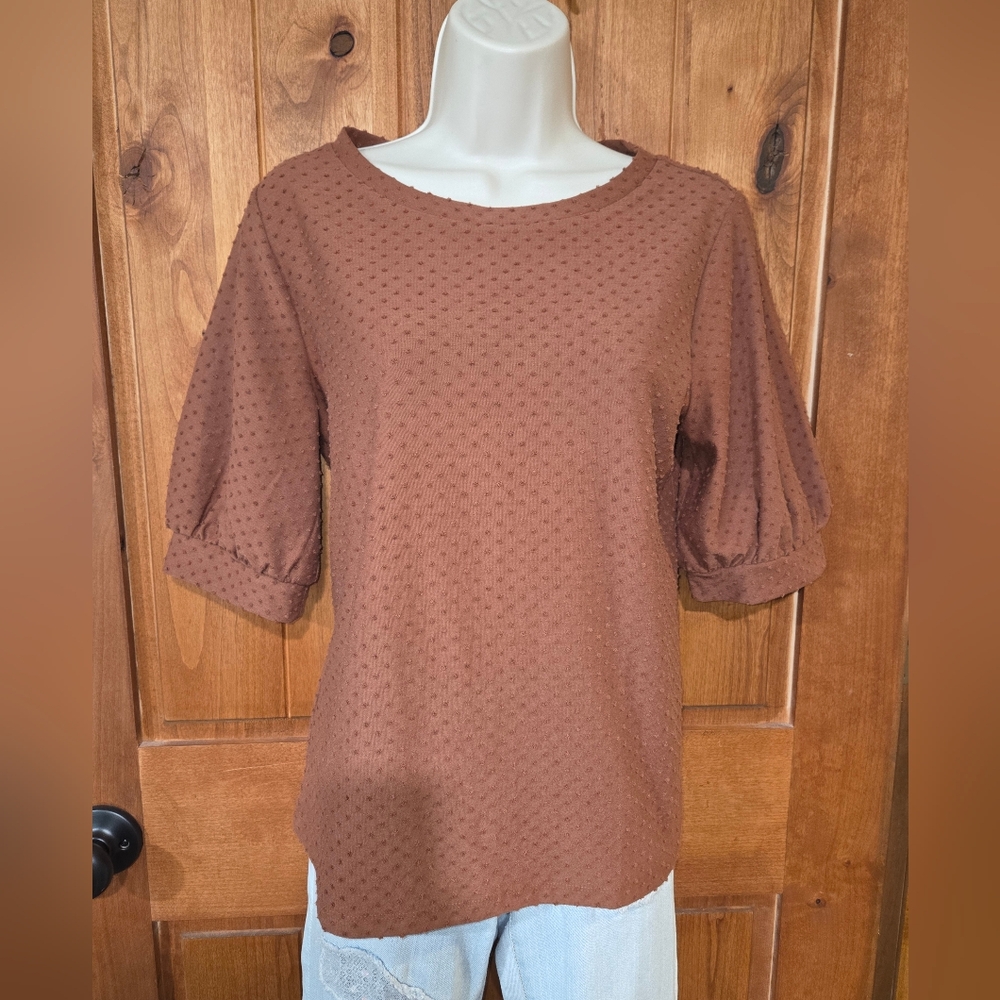 LOFT Brown‎ Textured Blouse